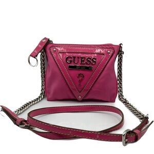 Guess‎ Vintage Y2K 90s Pink Crossbody Bag with Silver Chain and Logo